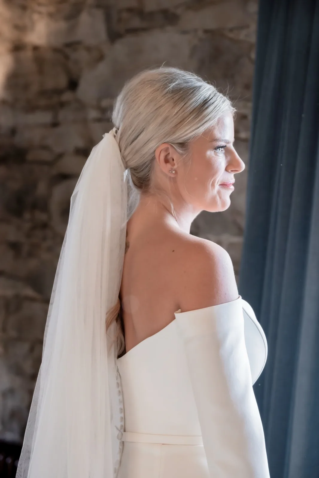 Bride portrait in natural light at Le Petit Château