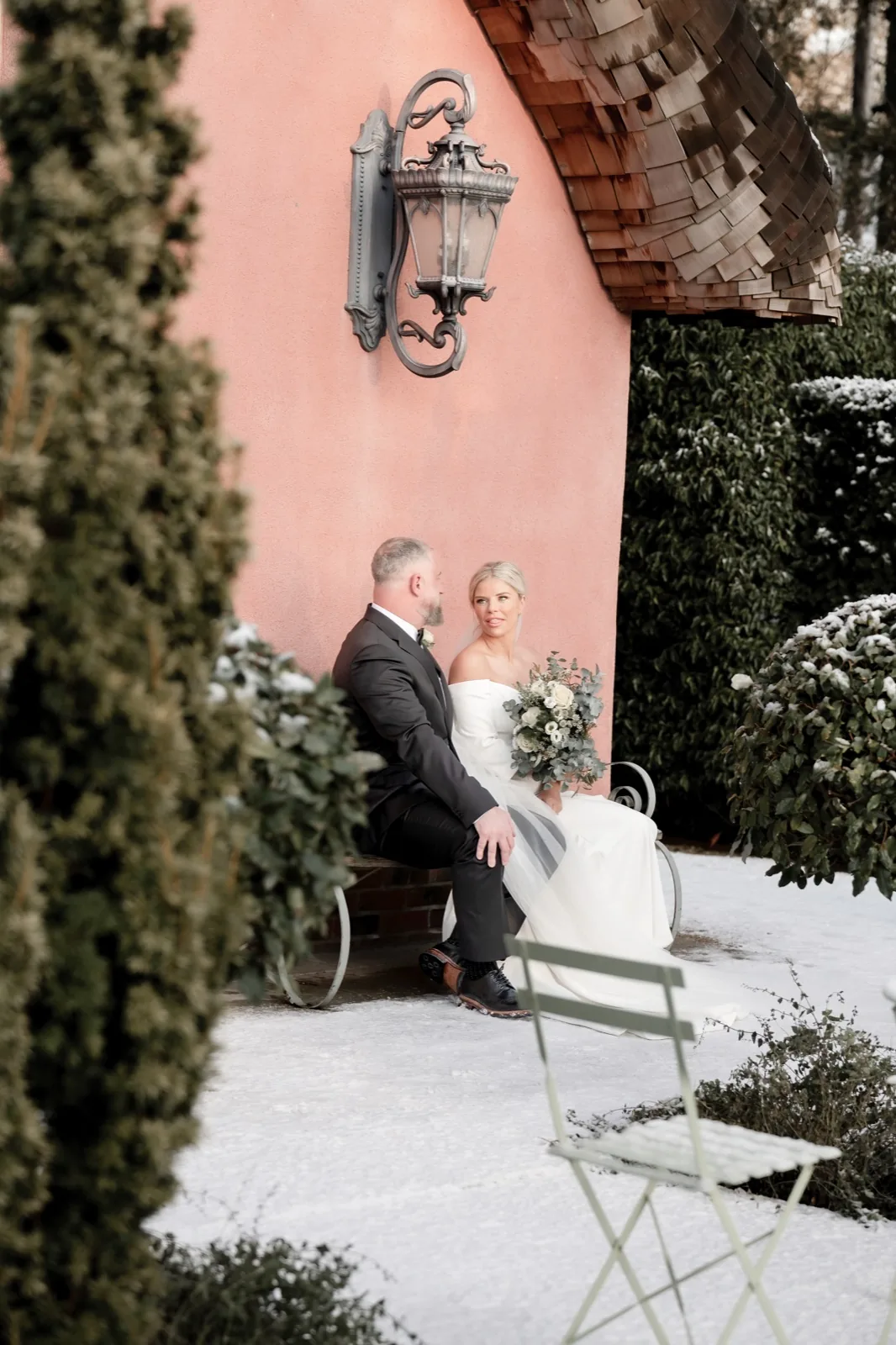 Wedding portrait of David and Joanne at Le Petit Château, Otterburn