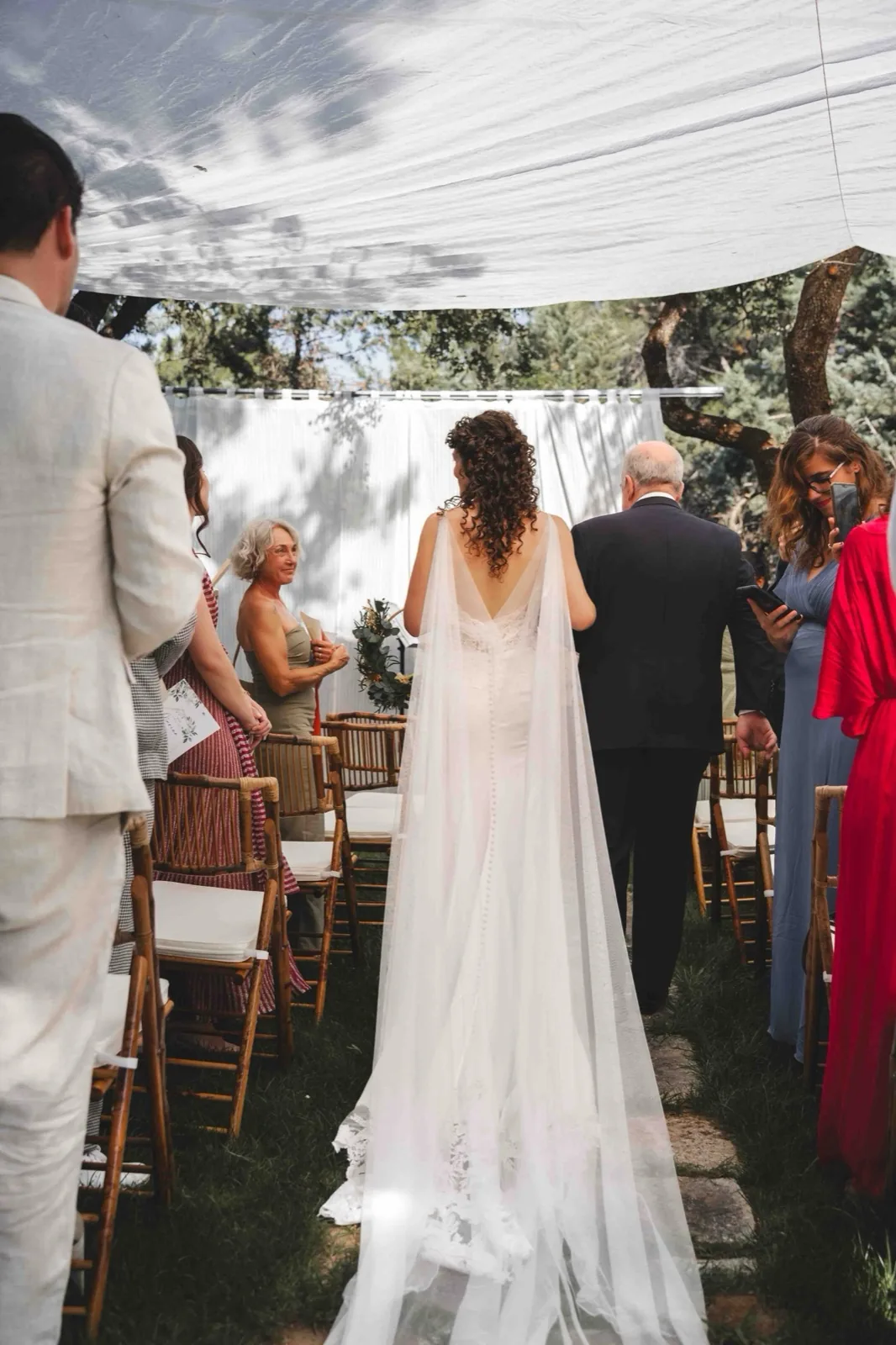 Candid moment between the bride and groom