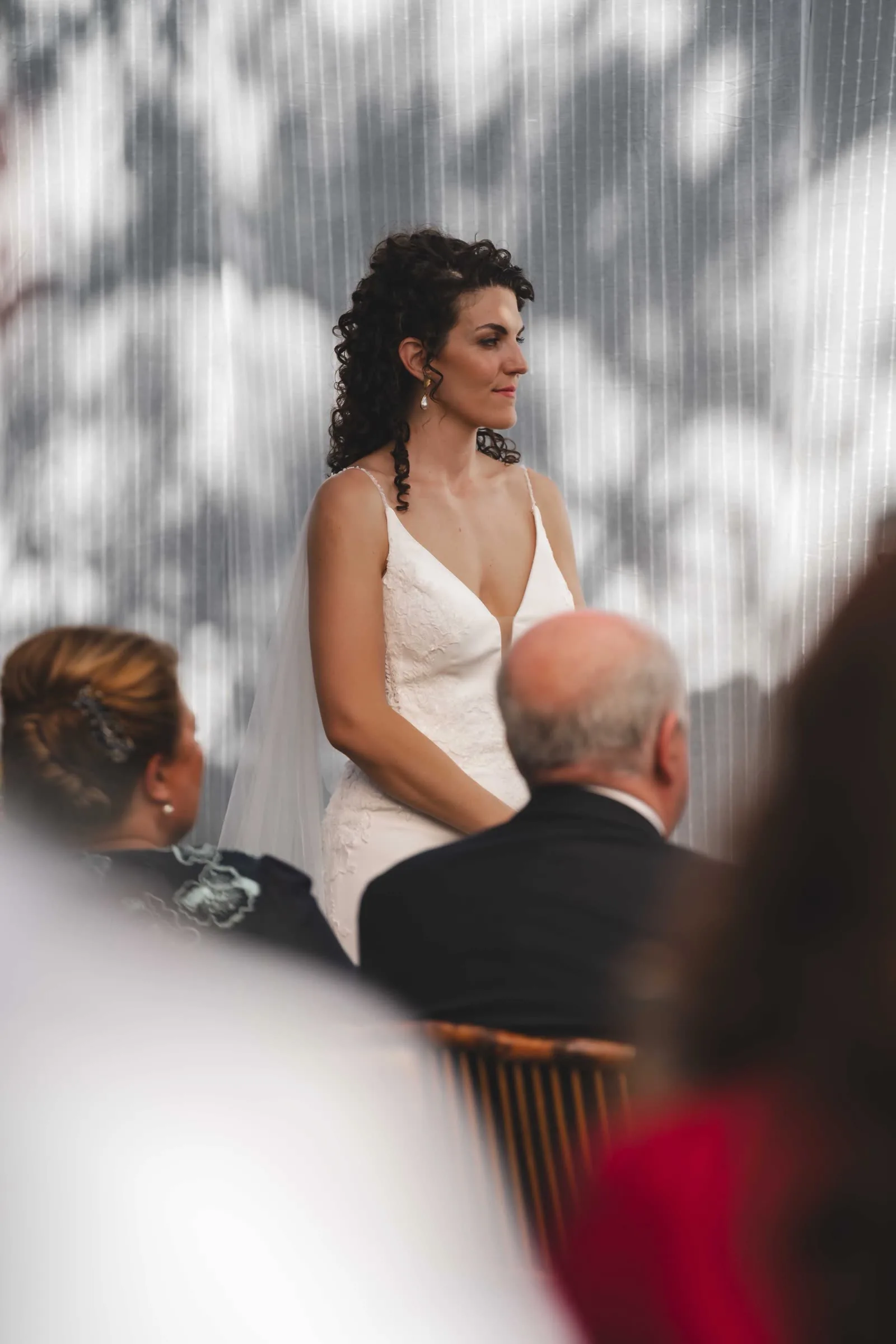 Bride and groom laughing together